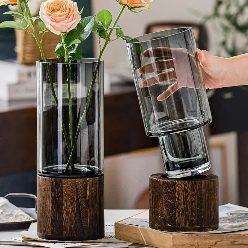 Light Luxury Simple Retro Vase Decoration Creative Primary Color Glass Water Nourishing Vase Living Room Table Decoration