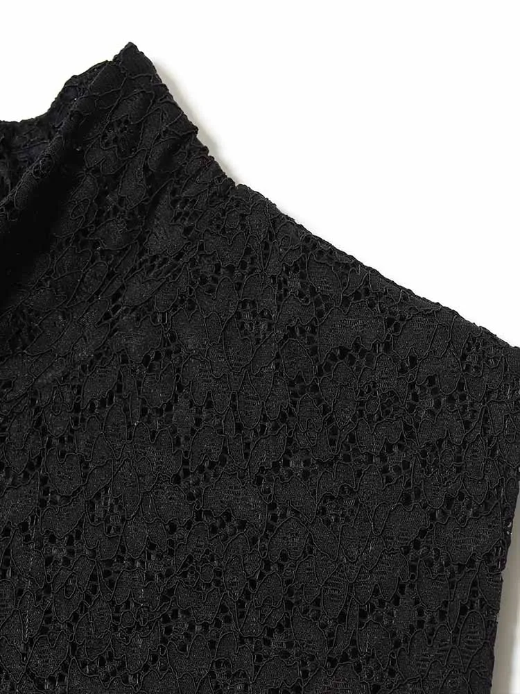 欧米風冬の新作ファッショントレンド、シンプルなレディース服、デザインセンスのあるレース切り替えショートドレス