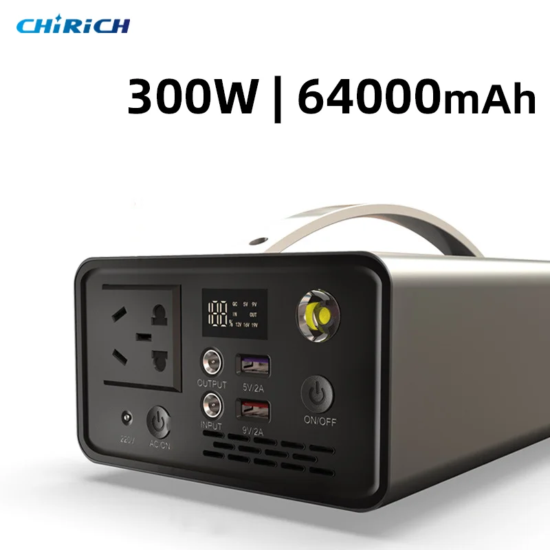 

220V 64000mAh Power Station Portable Outdoor Emergency 300W Fast Charging Auxiliary External Battery For Laptop iPhone Camping