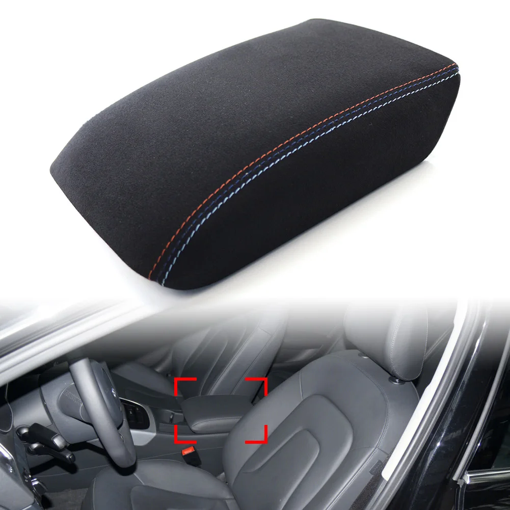 Leather Car Front Center Console Armrest Lid Case Cover For Audi A4 2009 2010 2011 2012 2013 2014 2015 2016