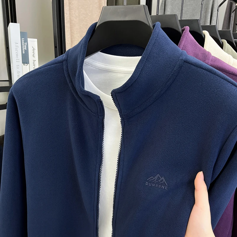 High quality velvet thick zipper jacket men's winter new fashion designer brand embossed design sweatshirt casual warm jacket