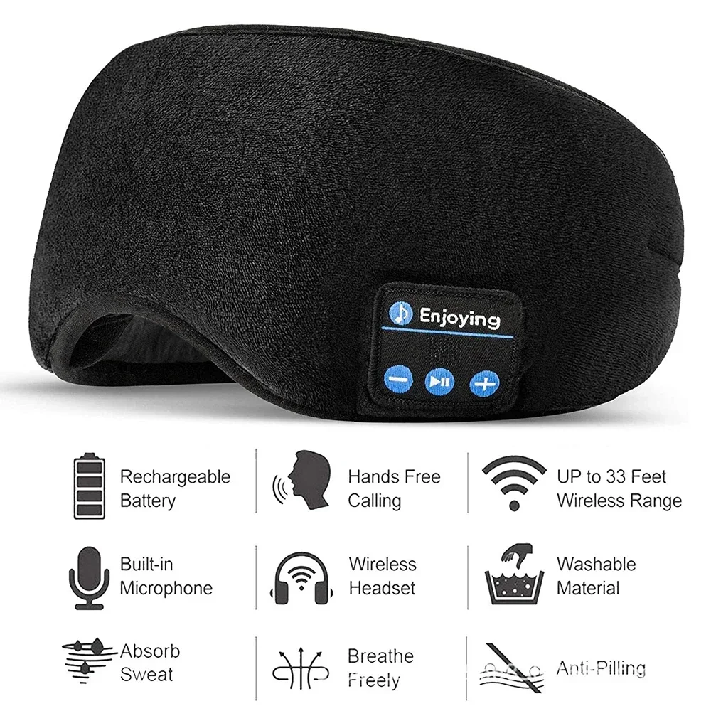 Bluetooth Sleep Eye Mask Wireless Intelligent Shading 3D Soft Elastic Comfortable Music Earphones Sleeping Mask Hot Sale Gift