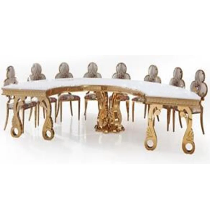 CZ220428-32 Modern Dining Table Event Wedding Furniture Stainless Steel Table Decor Accessories