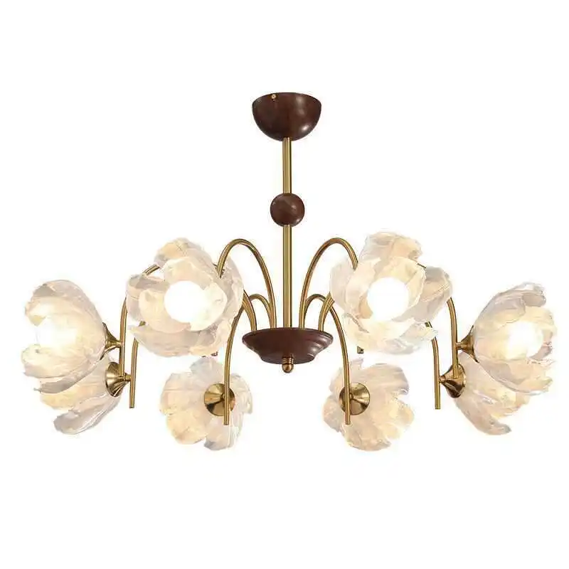 Song aesthetic dining room chandelier French medieval lamp American petal living room lamp Modern retro personalized bedroom