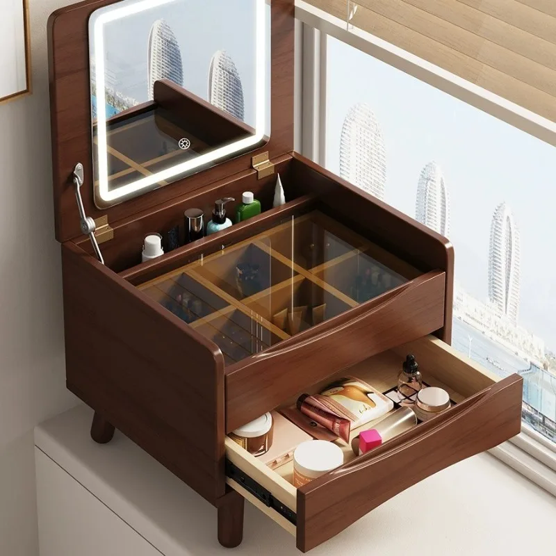 Bay window dresser light luxury high sense makeup simple solid wood integration