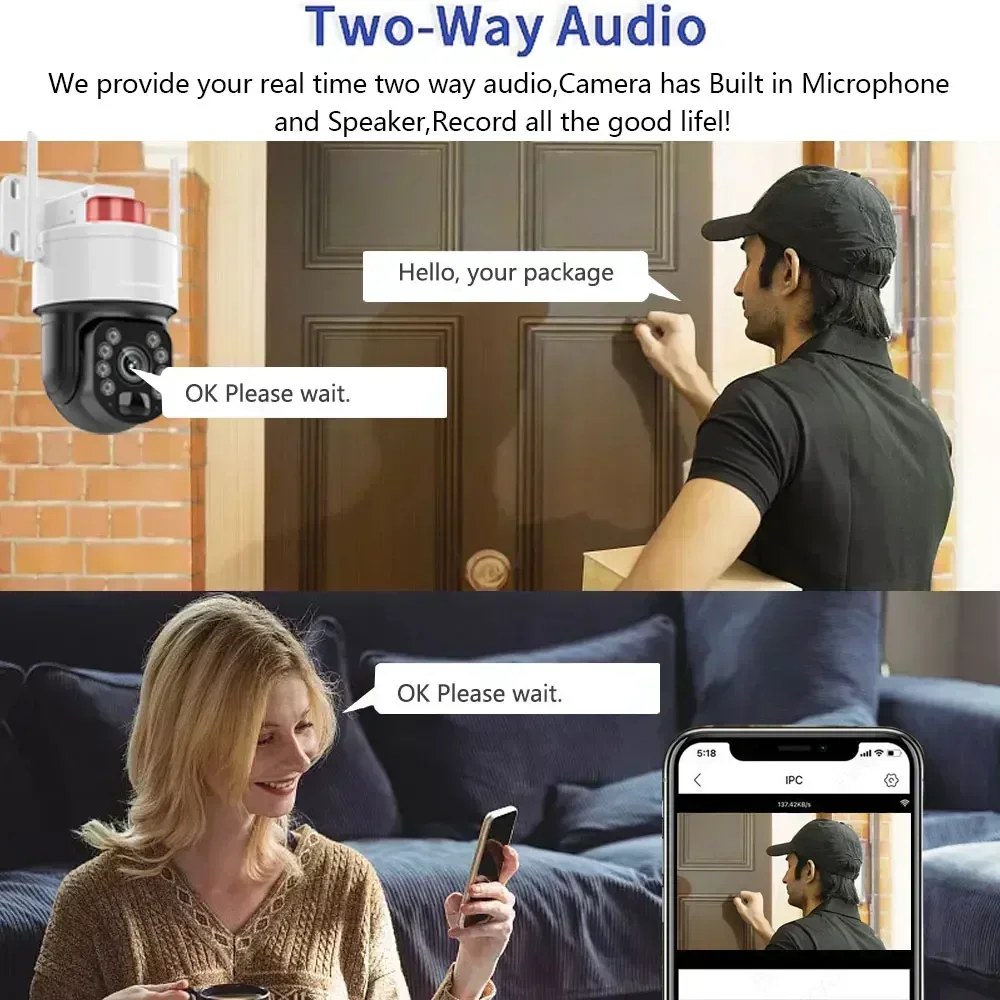 Smart 5MP 50X Optical Zoom TUYA Intelligent PTZ Control Wifi Camera Outdoor Human Detection 150-200M Color Night Vision Camera