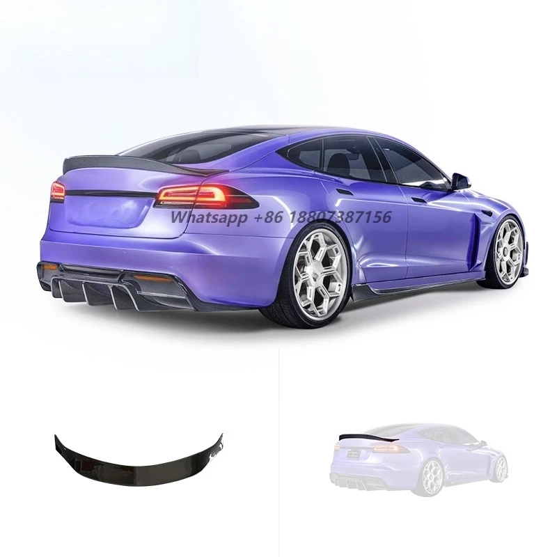 

For Model S 2020-2024 Body Kit Upgrade V-style Carbon Fiber Duck Spoiler Trunk Spoiler Rear Wing Car Modification