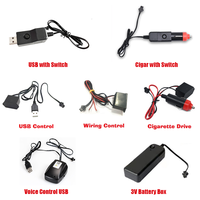 DC 12V 5V 3V Battery Driver Inverter USB Car Ciggrette Controller EL Wire Splitter Connectors For Flexible Neon Light EL Wire