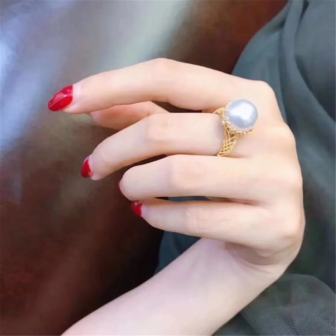 

925 Stamped Alloy Gold-Plating Adjustable Pearl Ring Holder DIY Jewelry Findings, Craft Supplies for Handmade Rings No Pearl