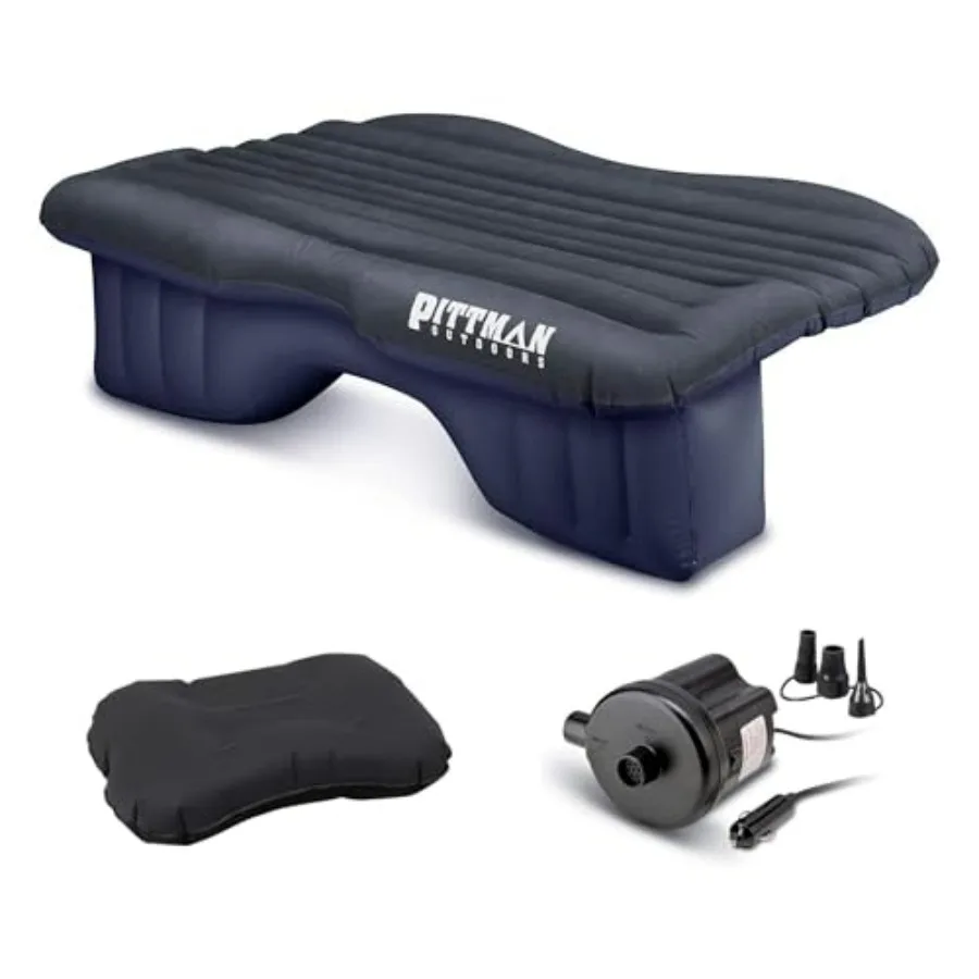 

Rear seat inflatable air mattress for cars SUVs Jeeps and mid-size trucks, black PVC material, 55-inch width, includes portable