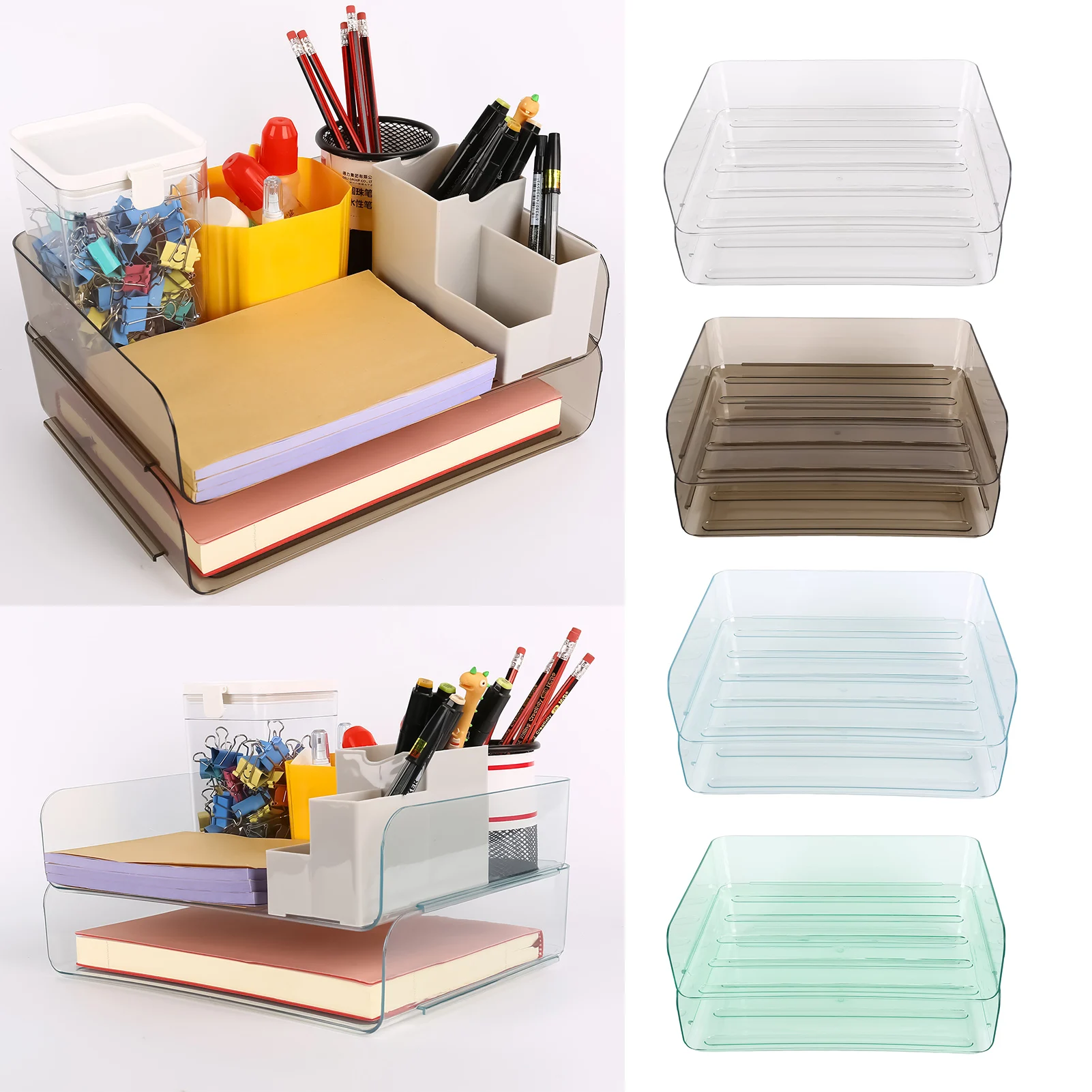 Acrylic Office Desktop File Paper Holder 2 Layer Desk Folder Organizer Tray Suitable For School Home Office