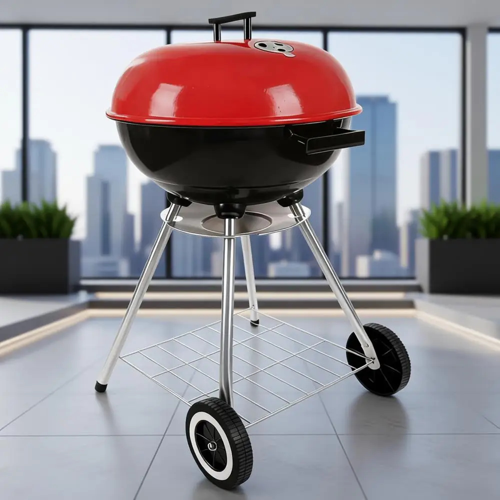 

Угольные грили — 18-дюймовые портативные грили, изолированные грили для барбекю с крышкой, кемпинг, пикники и задние дворы, красные