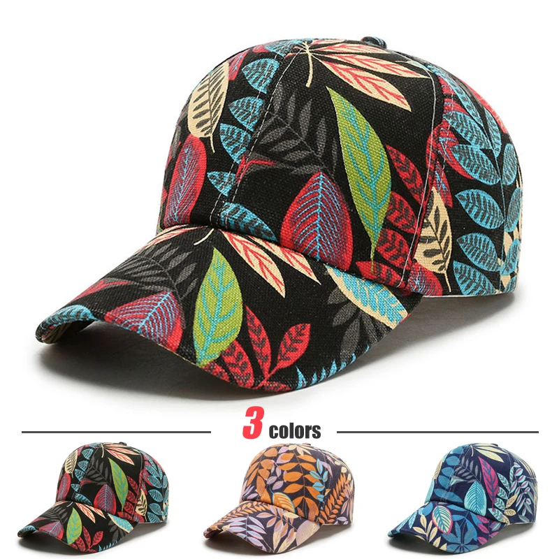 New Spring and Summer Unisex Fashion Korean Style Leaf Pattern Baseball Cap Peaked Caps