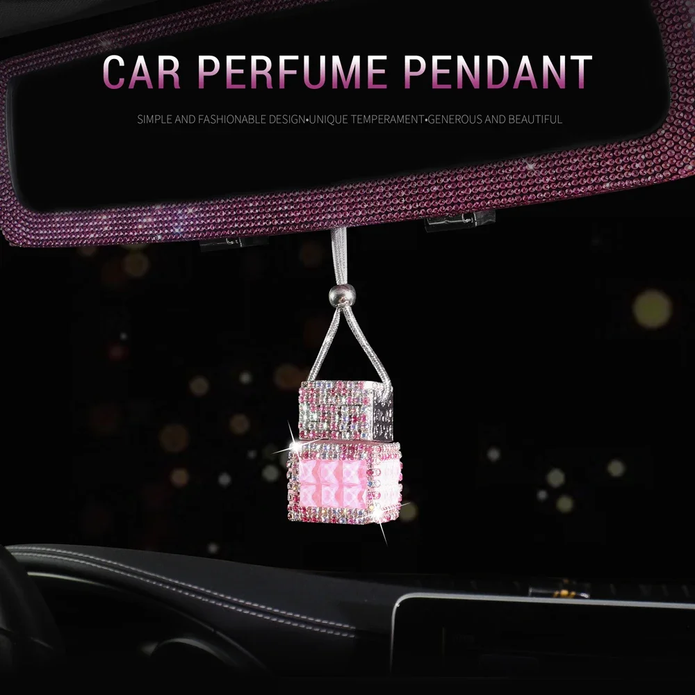 Car Decoration Accessories Rearview Mirror Perfume Hanging Bottle Crystal Auto Rear View Mirror Pendant Decor for Women Ladies - Image 3