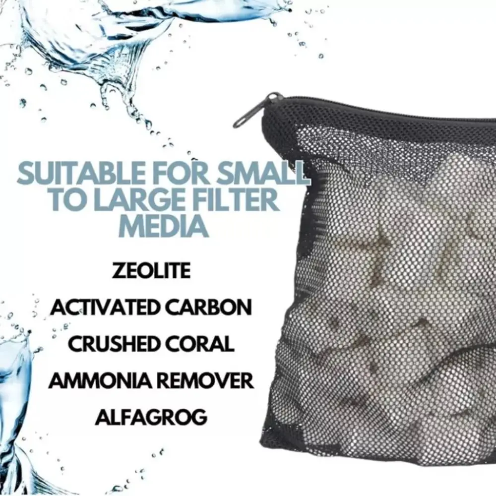 New Isolation Bag Nylon Filter Bag Pond Media Reusable Filter Net Bag Black for Aquarium Fish Tank Mesh Zip Net Bag view 6
