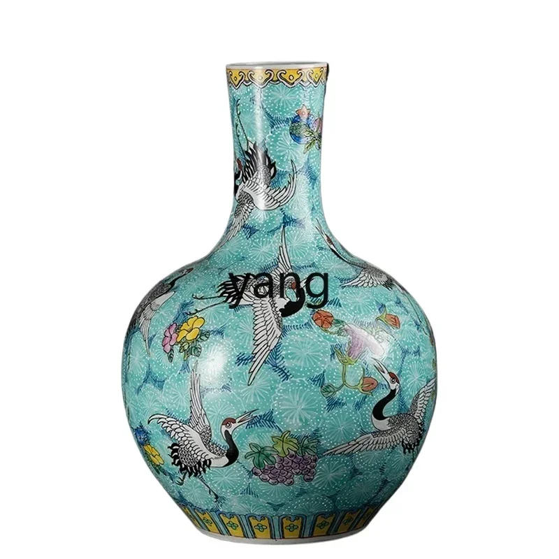 

YJQ Jingdezhen ceramic vase enamel colorful large living room antique decoration ornament