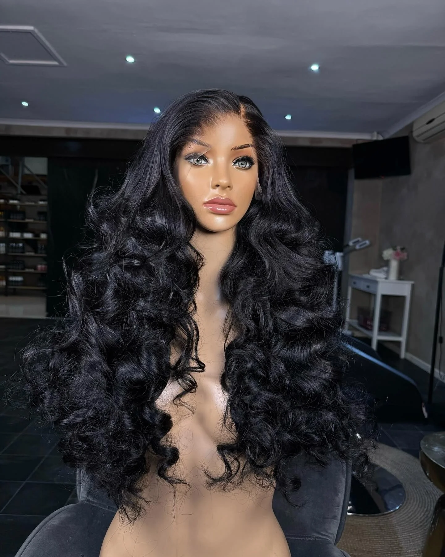 Perucas de cabelo humano Glueless Body Wave, peruca frontal transparente do laço, colocar e ir, peruca frontal, 1B, 200 Densidade, 5 × 5
