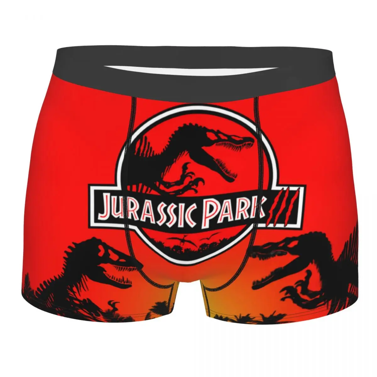 Custom Male Cool Park Jurasscics Dinosaur Underwear Sci Fi Fantasy Movie Film Boxer Briefs Stretch Shorts Panties Underpants