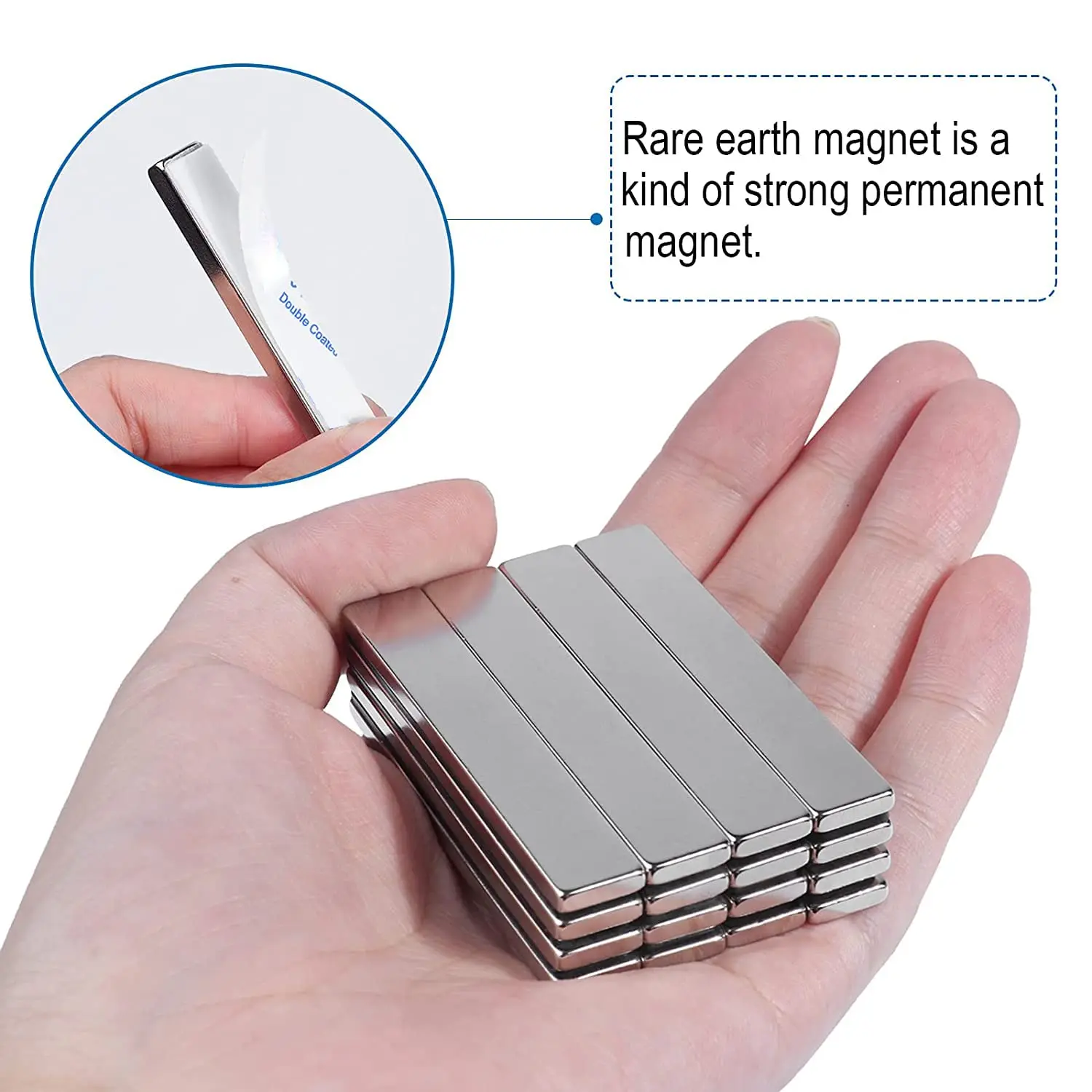 Bar Magnets Strong Neodymium Bar Magnets with Double-Sided Adhesive Rare Earth Metal Neodymium Magnets 60x10x3mm Rare Earth Magn