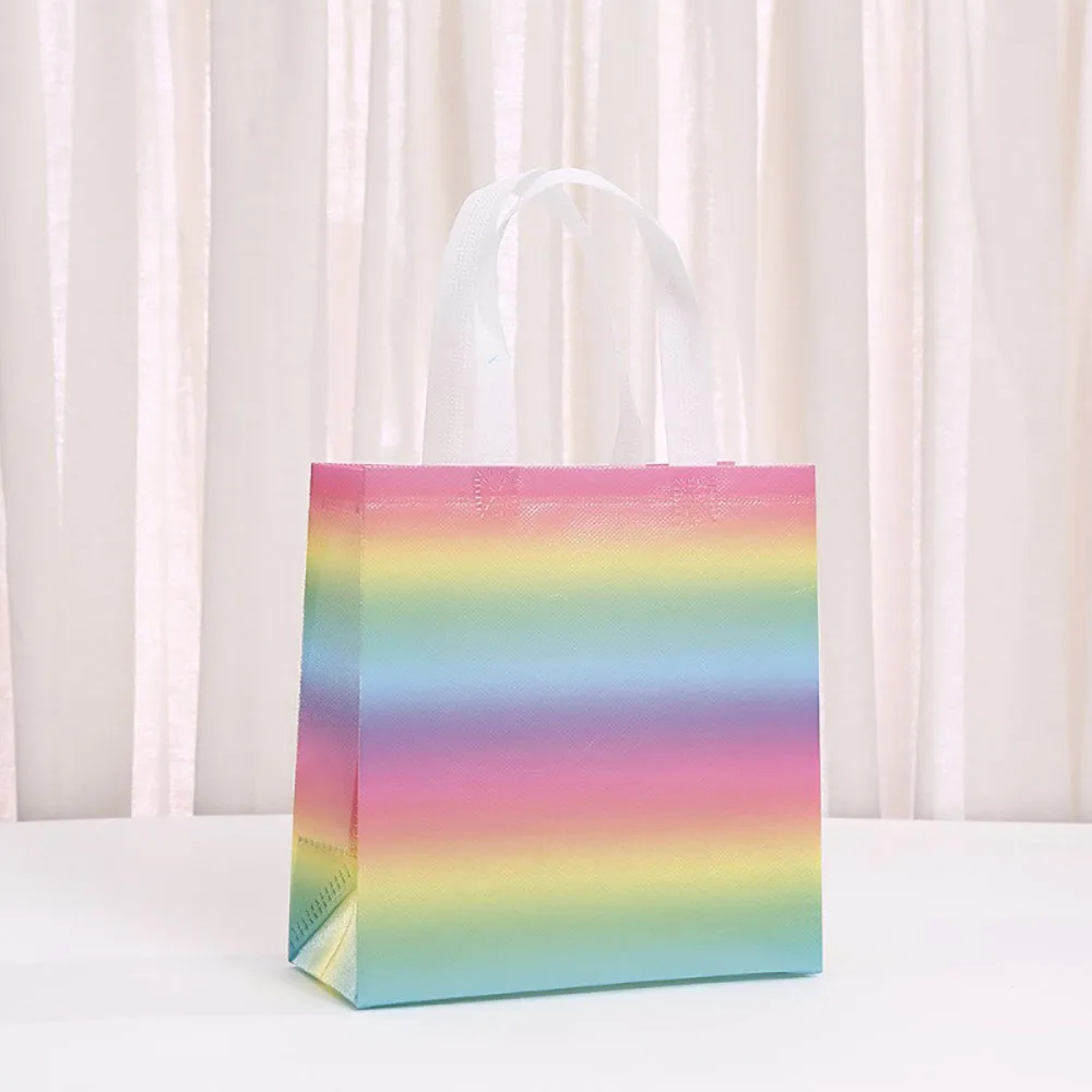 Cute Christmas Gift Bag Non-woven Cartoon Santa Snowman Tote Candy Packaging Bag Waterproof Shopping Handbag Xmas New Year Pouch