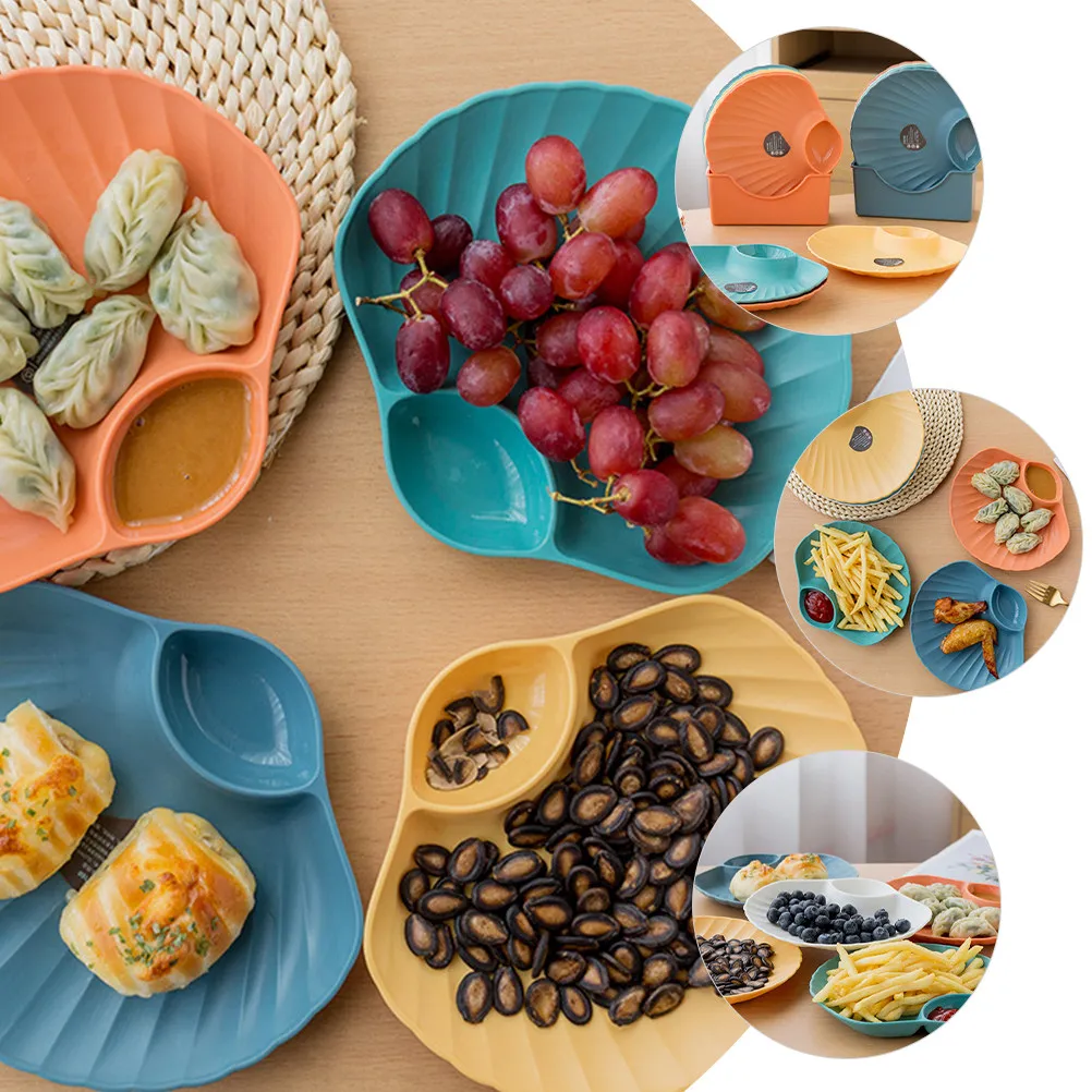 10Pcs Bone Dish Plates Wear-Resistant PP Multi-Function Snack Serving Tray Fruit Chips Candy Storage Mixed Colors