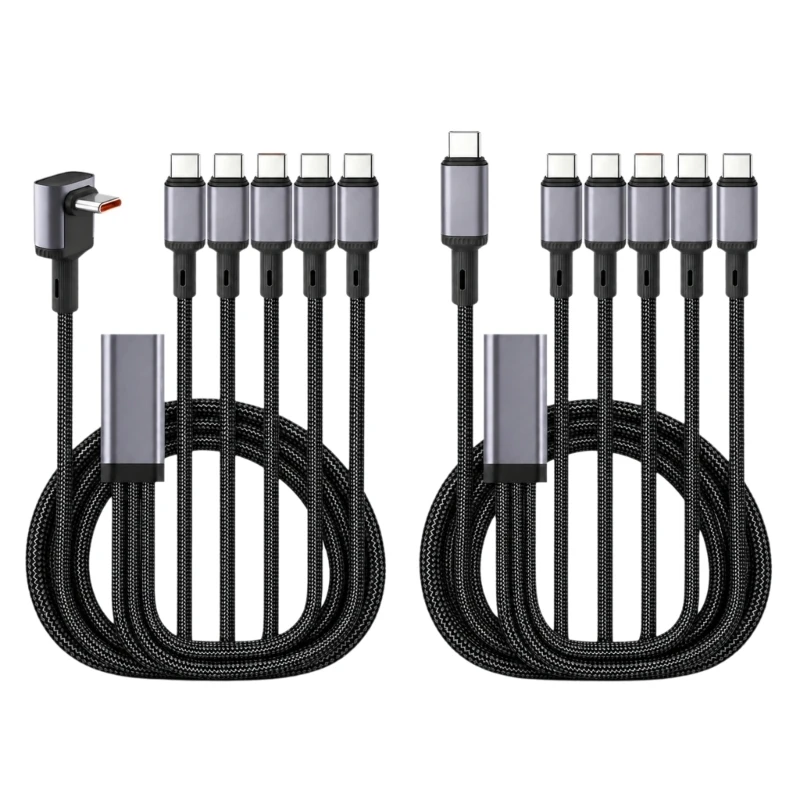 Braided USB C Power Charging Cable with Five Separate Outputs for Phones Laptops