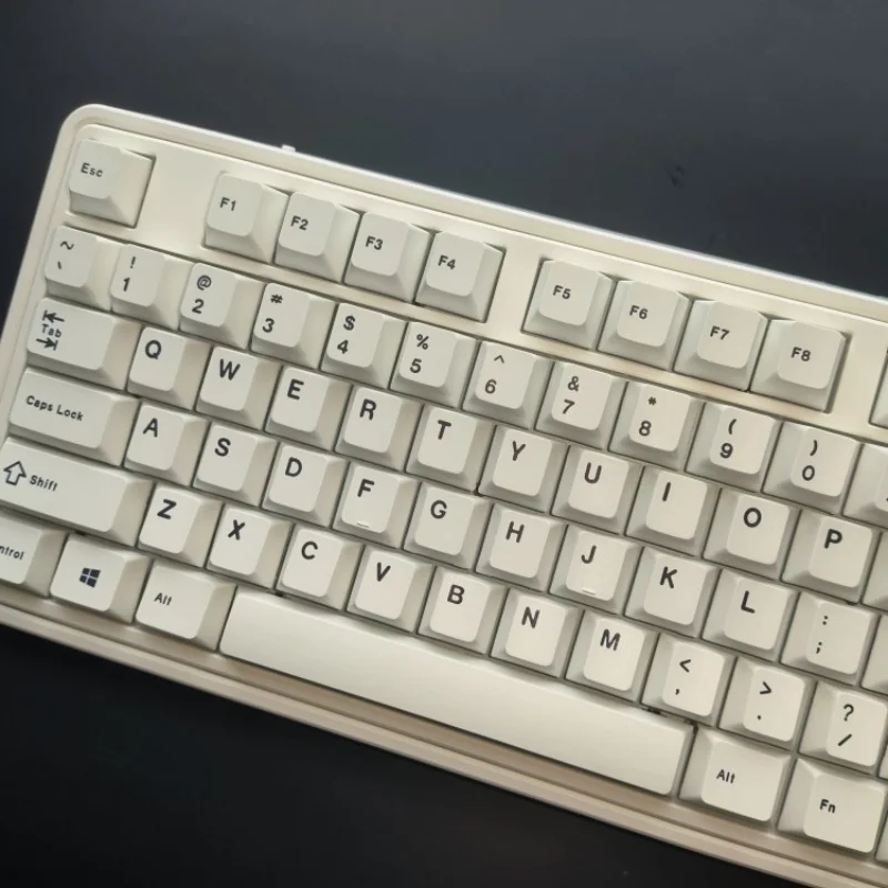 English Minimalist White Original Height 125 Keys Small Full Set of Fonts Bold White Keycaps