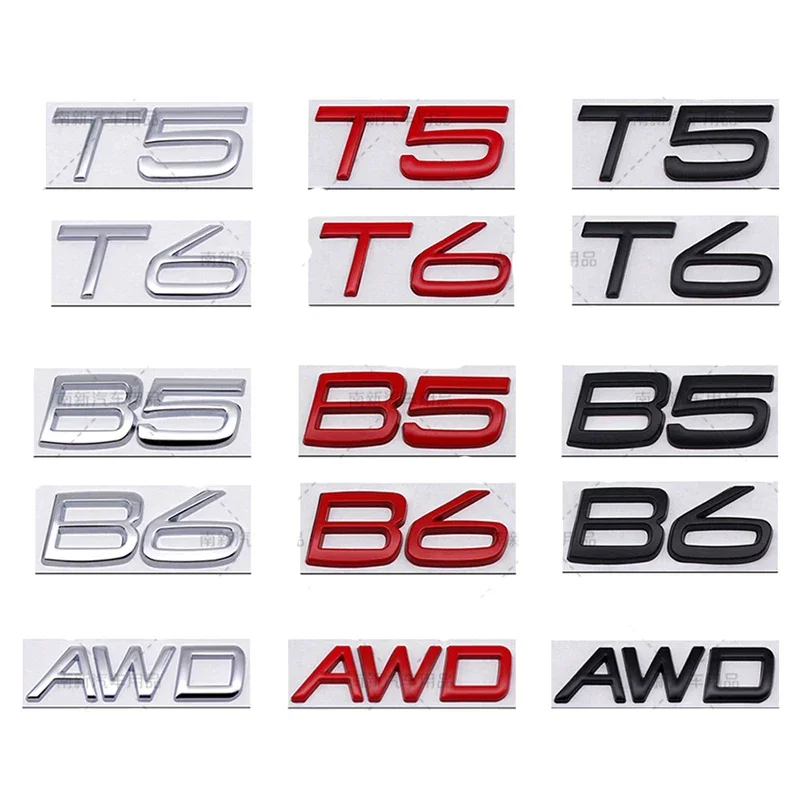 Car Rear Trunk Badge Decal Sticker T5 T6 AWD B5 B6 Logo For Volvo V70 V70xc S40 XC90 S60 S60L S70 S80 XC60 V40