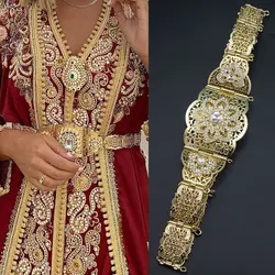 Sunspicems Moroccan Caftan Belt Gold Color Red Green Stone Algeria Wedding Dress Kaftan Abaya Arab Waist Chain Bridal Jewelry