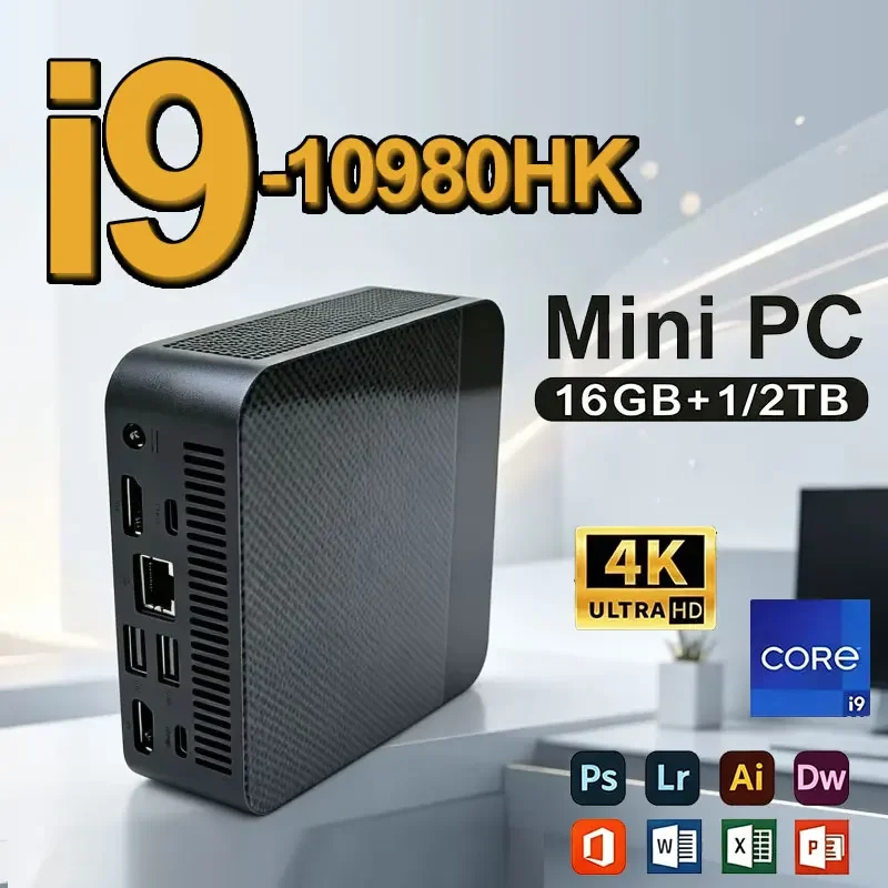 NEW Mini PC Intel Core I9 10980HKPC Gaming Computer 8/16GB RAM 1TB 2TB M.2 SSD WiFi 6 BT5.2 4K HD Portable Desktop Pc