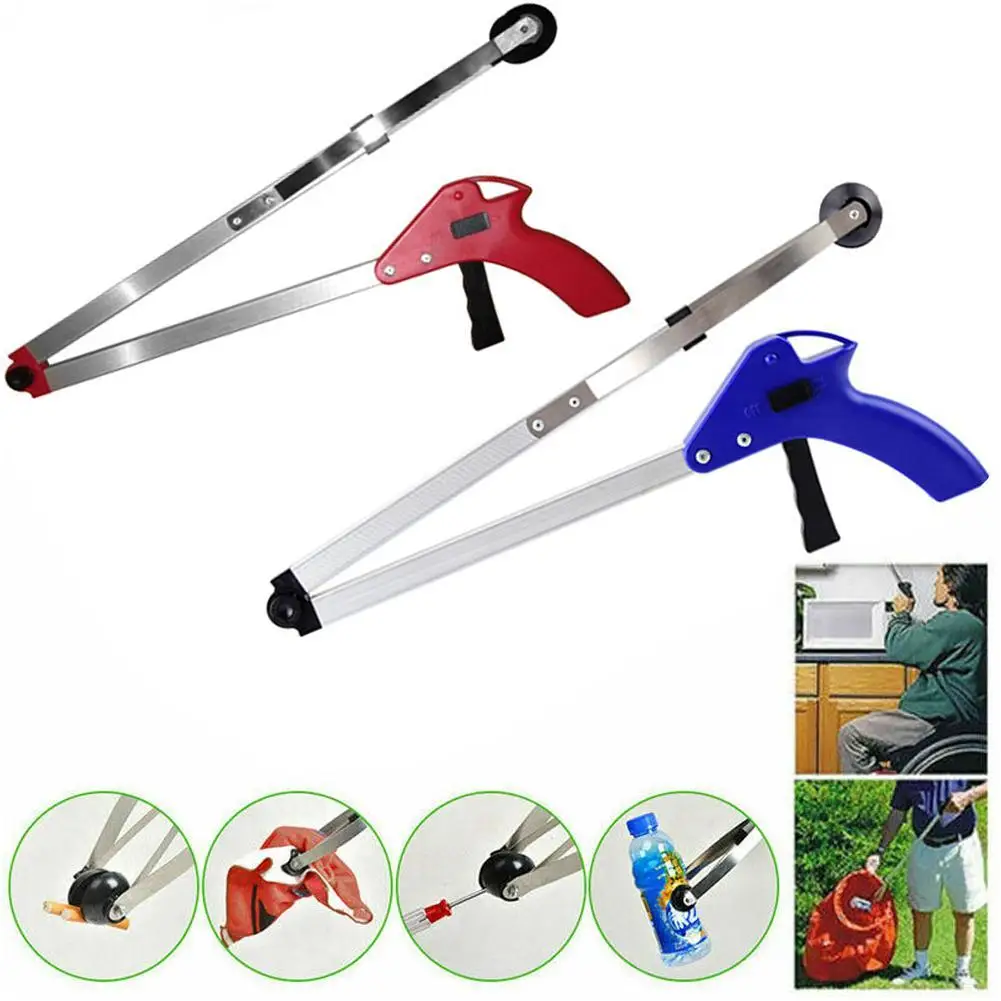 80cm Foldable Litter Reachers Pickers Tools Gripper Extender Grabber Picker Collapsible Garbage Pick Up Tool Grabbers