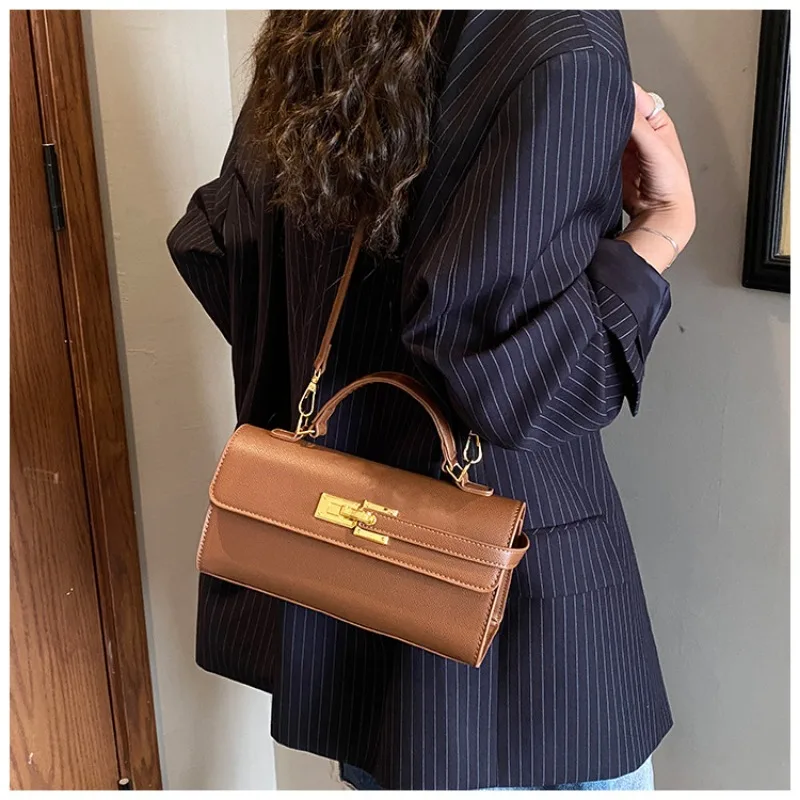 1pcs PU Structured Flap Handbag Reliable Buckle Closure Fit Business Afternoon Tea Shop Shooting Build Commute Leather Purse