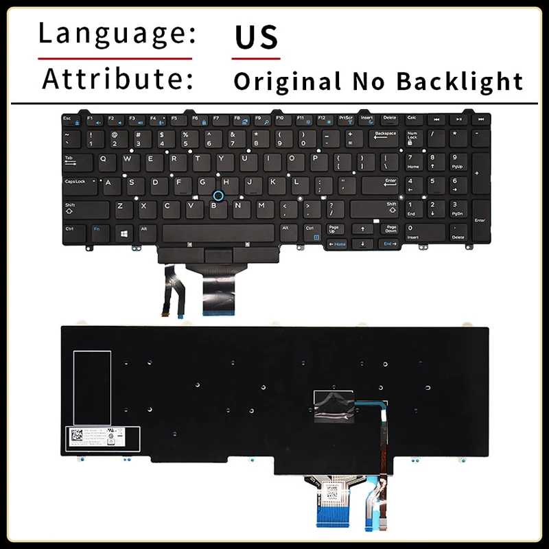 US/Russian Backlit Laptop Keyboard For DELL Latitude E5570 E5550 E5580 E5590 E5591 M7520 P53F Replacement