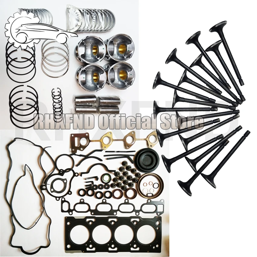 

Поршень D4EA с поршневыми кольцами, комплект прокладок подшипников, впускной и выпускной клапан для Hyundai SANTAFE TUCSON TRAJET ELANTRA 2,0L L4 16V