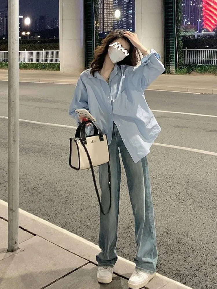 Blu Estate 2024 New Sle Donna Allentato Lungo Sve irt Protezione Solare Faionable Casual Top Coat Versione Coreana