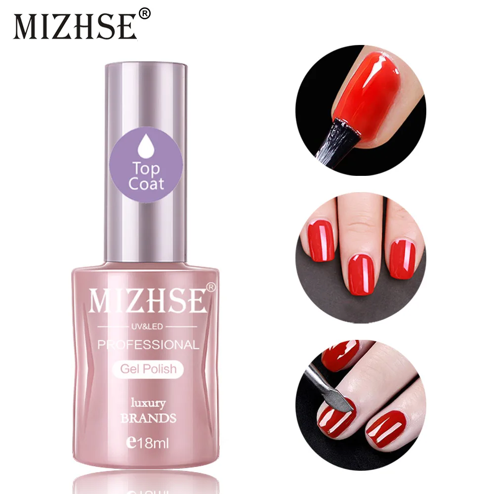 MIZHSE 18ML Super Top Coat No Wipe UV LED Gel Polish Sealer Sealing Shining Clear Gel Diamond Top Coat Soak Off Functional Gel