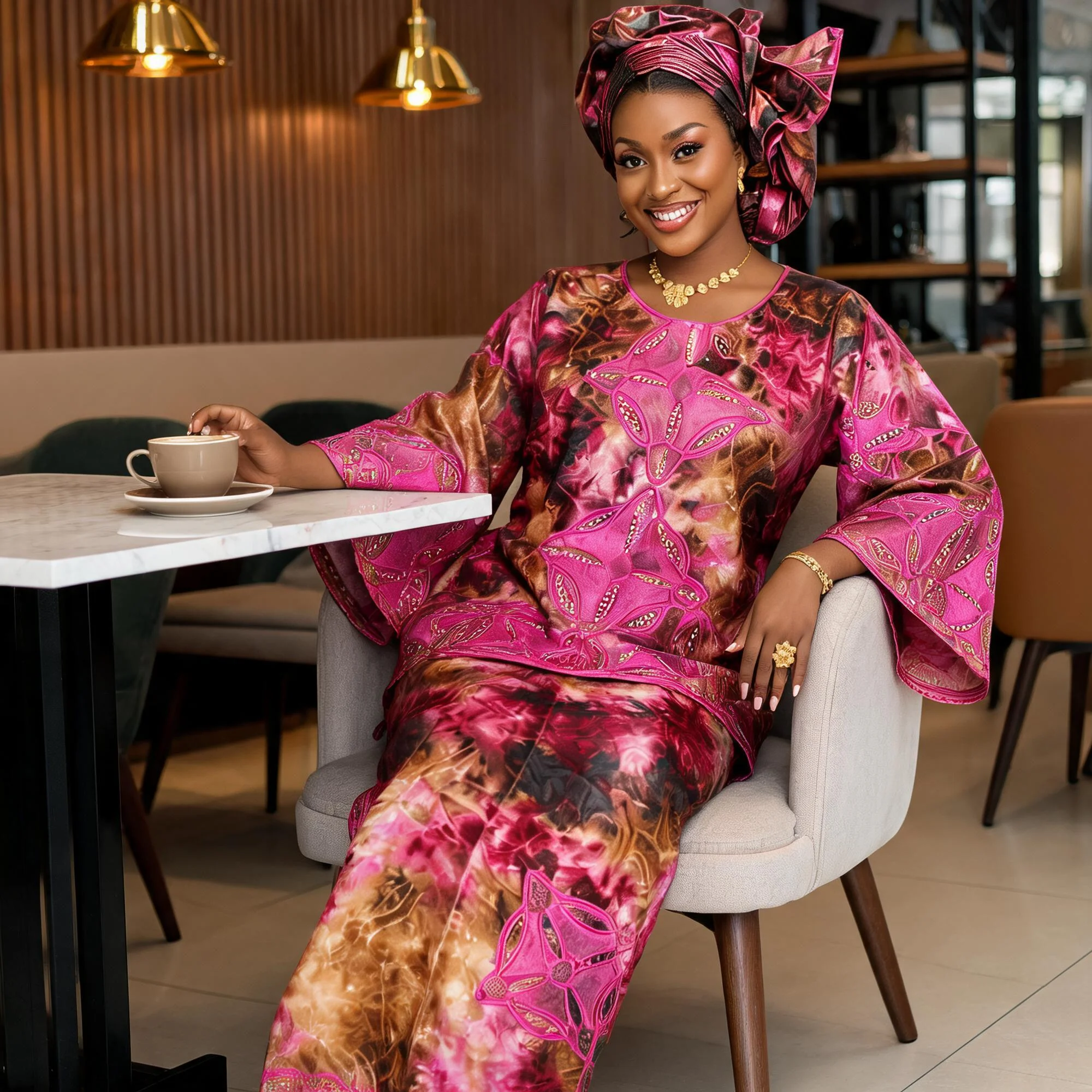 African Dresses For Women Plus Size Bazin Riche Embroidery Design