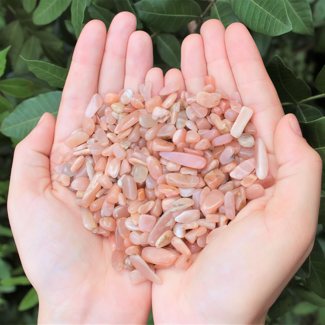 Natural Orange Moonstone Chips, Polished Crystals, for Jewelry Making,  Garden Decoration, Flower Pot Fish Tank Decorative Stone