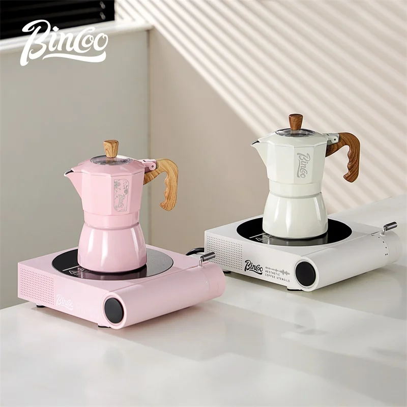 Bincoo Moka Pot with Electric Stove Set, 2 Cup 120ml Stovetop Espresso Maker, Italian Cuban Coffee Maker for Home