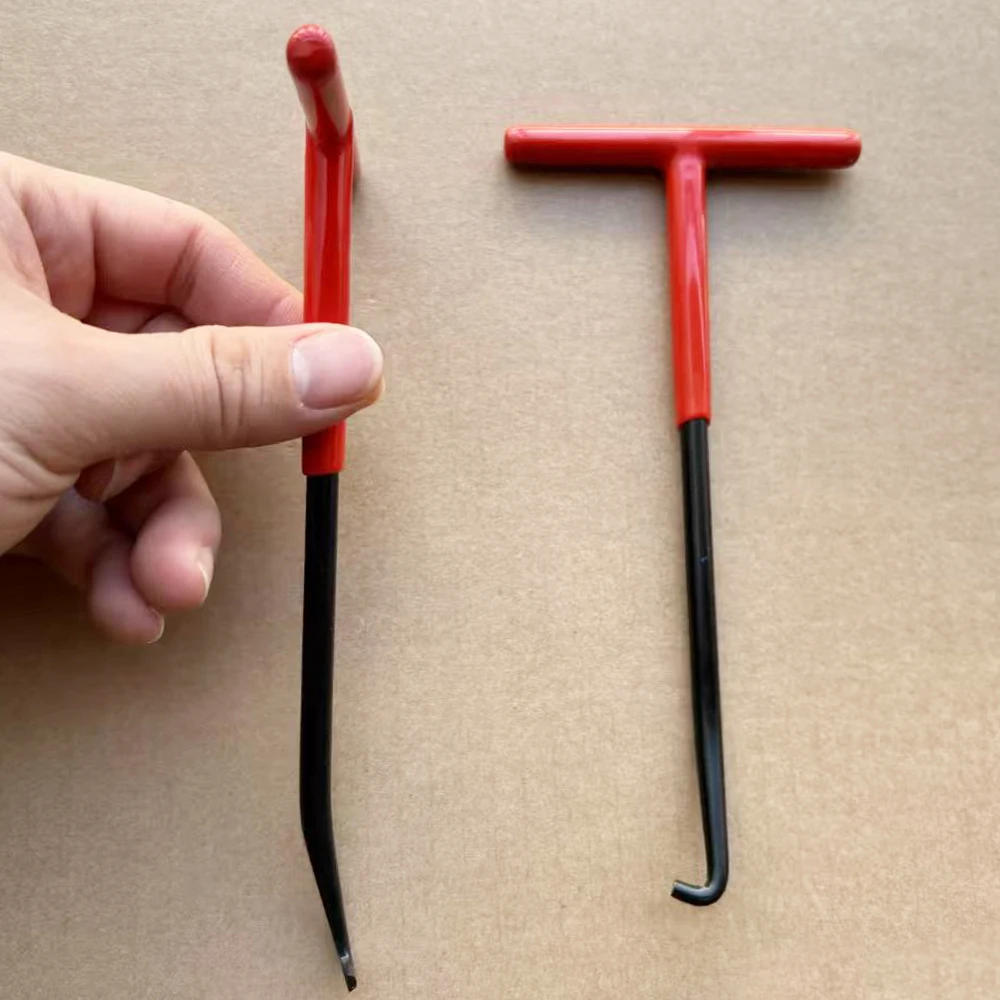 2 ชิ้น Exhaust Spring Puller เครื่องมือรถจักรยานยนต์ไอเสียฤดูใบไม้ผลิ Hook T Handle Snowmobile Spre Puller เครื่องมือกําจัดท่อสําหรับ Dirt Bike