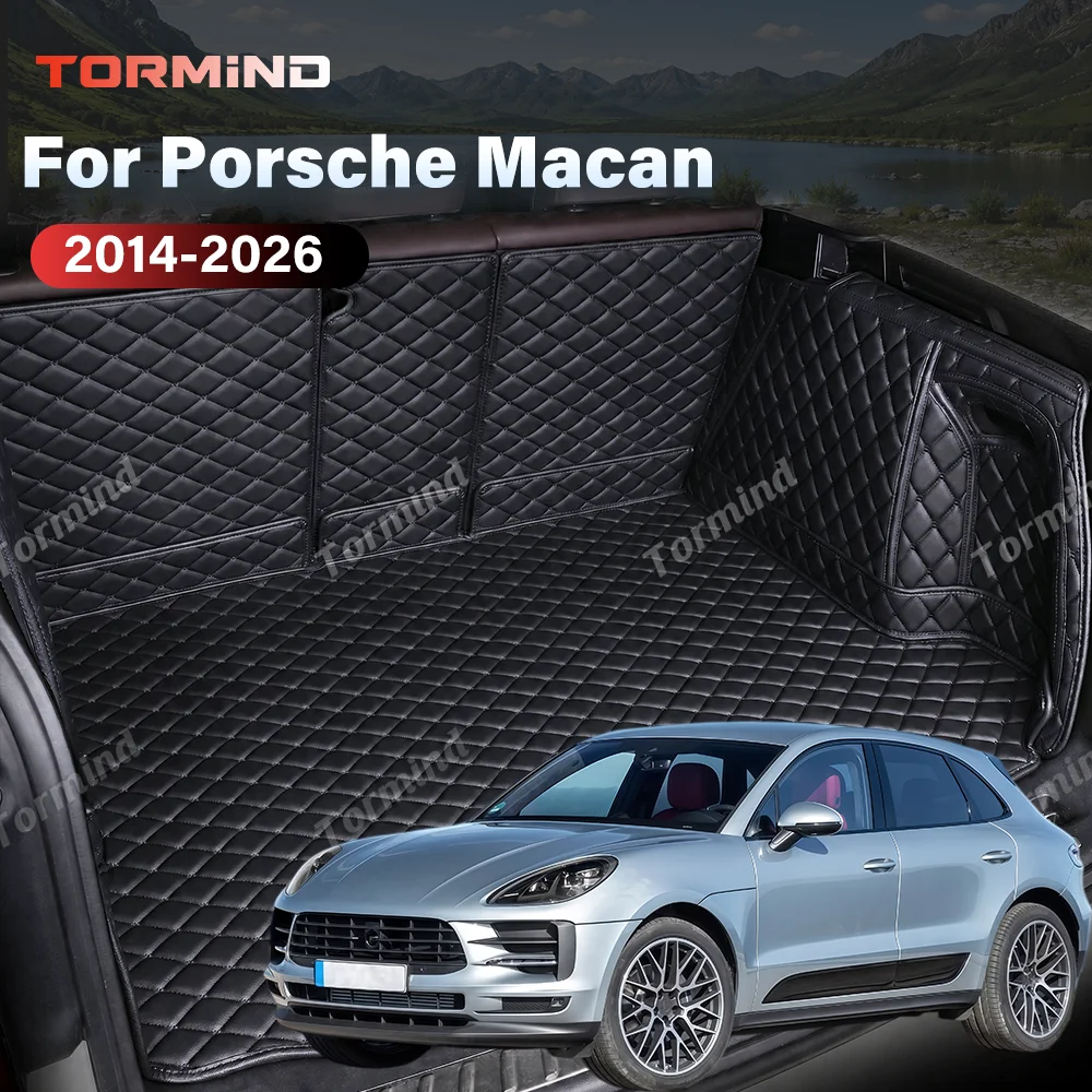 Tormind For Porsche Macan 2014-2026 25 24 23 Car Trunk Mats Carpet Cargo Liner Car Backrest Pad Interior Accessories Protector