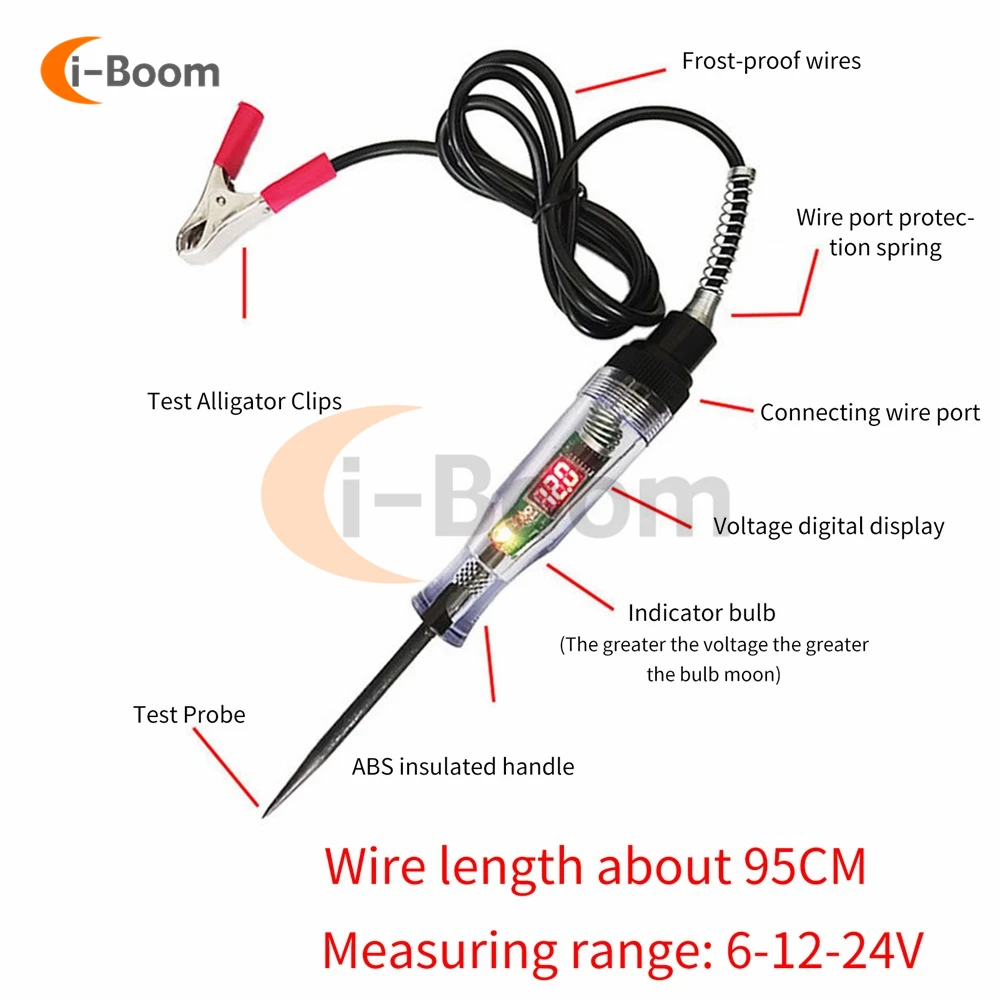 DC 5V-90V Voltage Circuit Tester Car Truck Headlight Diagnostic Tools Digital Power Voltage Detector Electricity Test Probe Pen