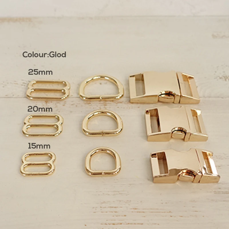 1set (metal buckle+adjust buckle+D ring) Environmental plated metal buckle Zinc Alloy diy dog collars accessory 3 colours