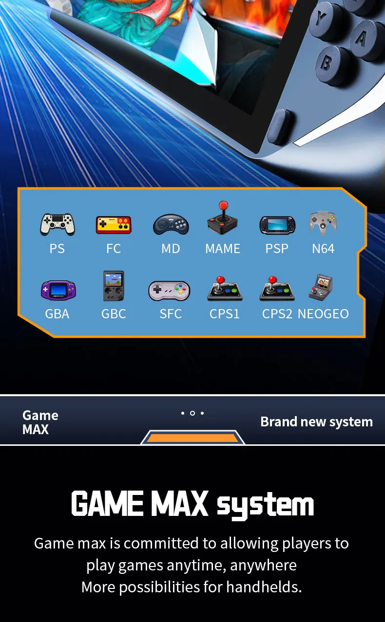 A500 New Portable Handheld Game Player 5-inch IPS Screen LED Retro Classic Video Handheld Game Console