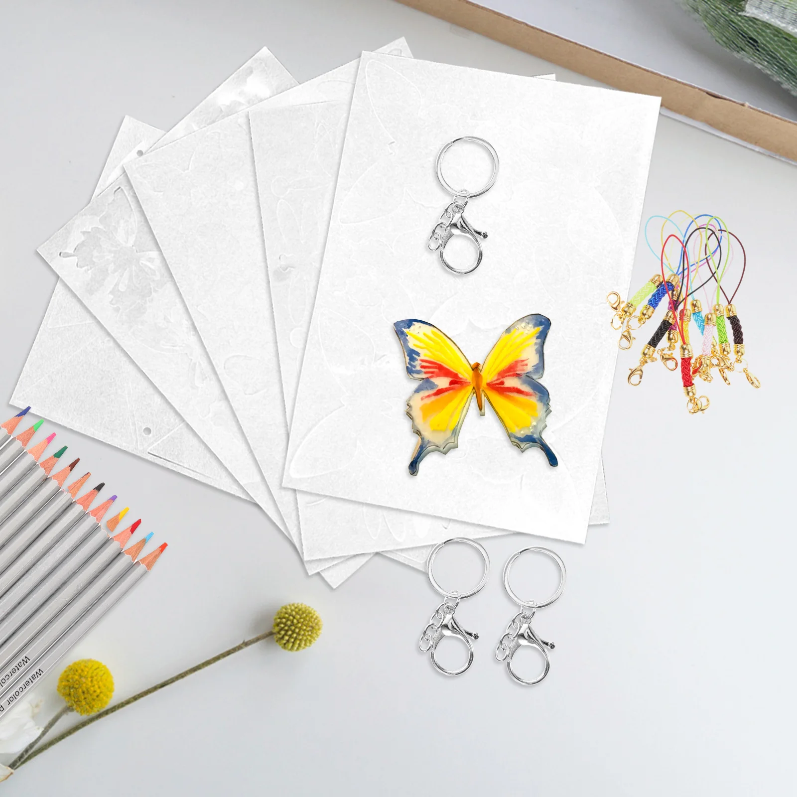 

1 Set Shrink Sheet Keychain Diy Kit Heat Shrink Film For Crafting Keychains Accessories Personalized Craft Projects Adults