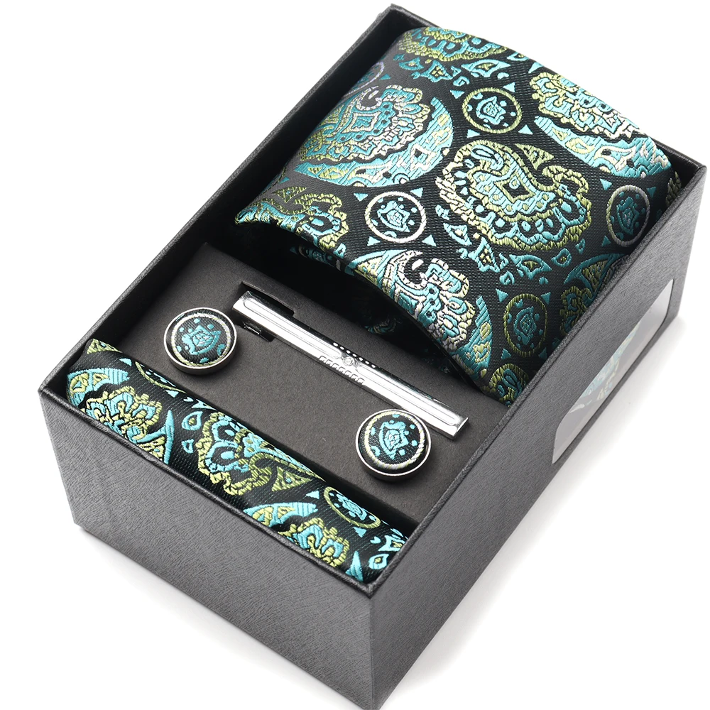 Pocket Square Cufflinks Set Tie Set Box for Men, Gift Box