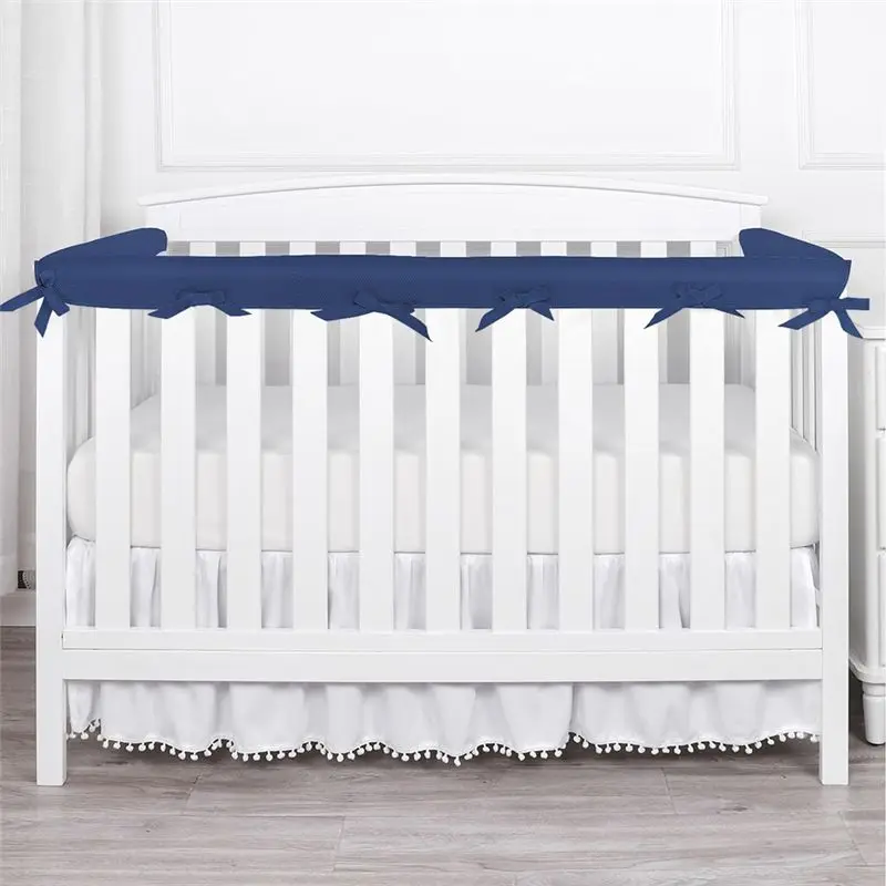 B45CLXY Crib Rails Covers Soft Mesh Protector For Teething Edge Corner Guard Coverage Straps For Full Size Crib