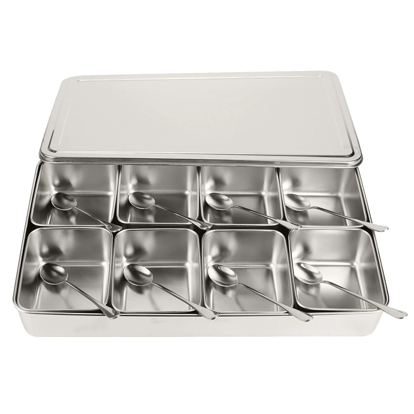 8 Grids Stainless Steel Seasoning Box Condiment Storage Containers Spice Jar Kitchen Utensils Condiment Box Kitchen Accessories