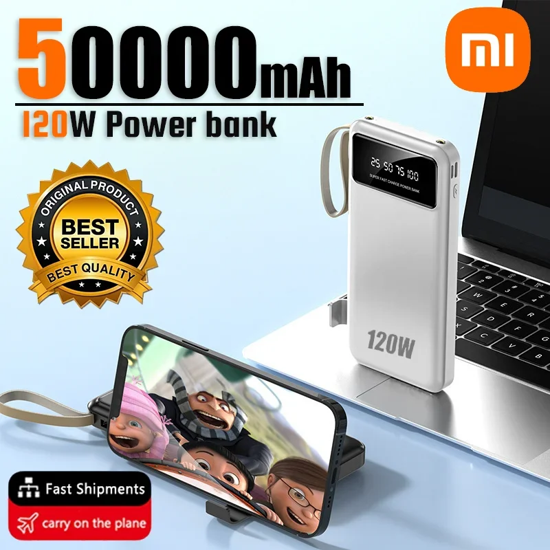 

Xiaomi 50000mAh High Capacity 2 in 1 Power Bank 120W Fast Charge Powerbank Portable Battery Digital Display For iPhone Samsung