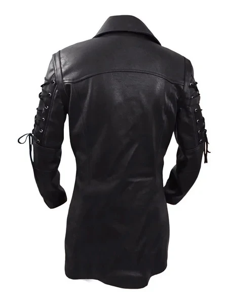 New Steampunk Men\'s Gothic Trench Coat Leather Jacket Punk Style Biker Jacke Autumn Winter Motocycle Jacket